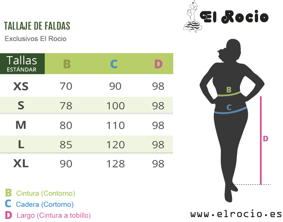 tallaje de falda flamenca mc2 de señora