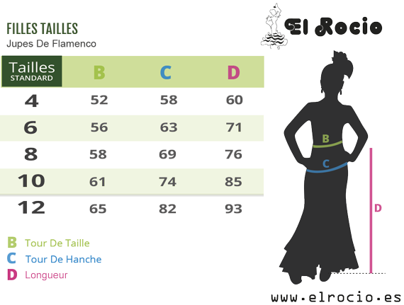 jupes espagnol tailles por filles